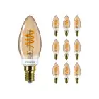 Voordeelpak 10x Philips MASTER Value LED Kaars E14 Vintage Filament Goud 2.5W 136lm - 927 Zeer Warm Wit | Beste Kleurweergave - Dimbaar - Vervangt 25W